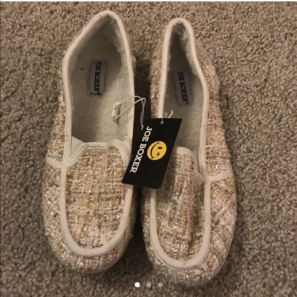 NWT Joe Boxer sparkly canvas slip on shoes